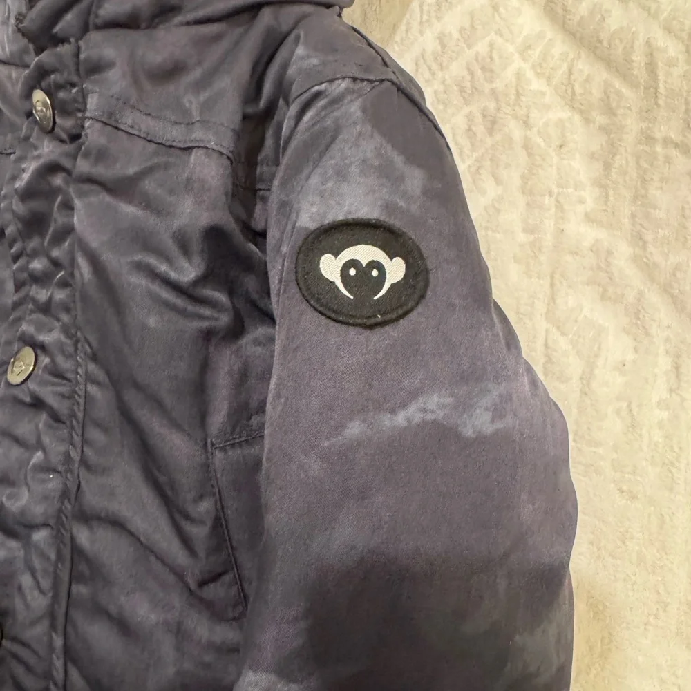 Appaman black camo toddler down filled puffer jacket with hood sherpa lining